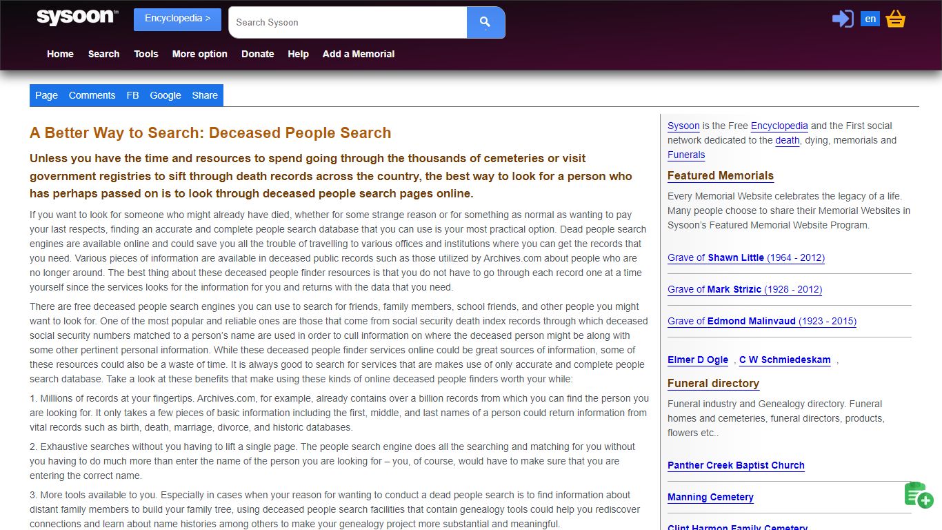 A Better Way to Search: Deceased People Search - Sysoon